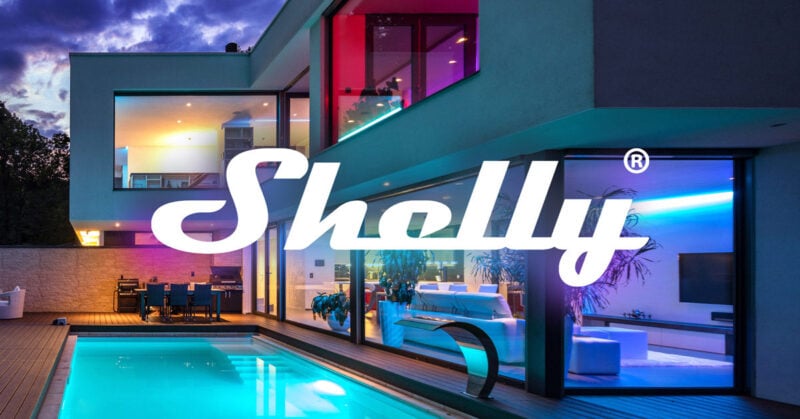 Schneider Electric übernimmt Shelly: Shelly-Logo vor einem beleuchteten Smart Home