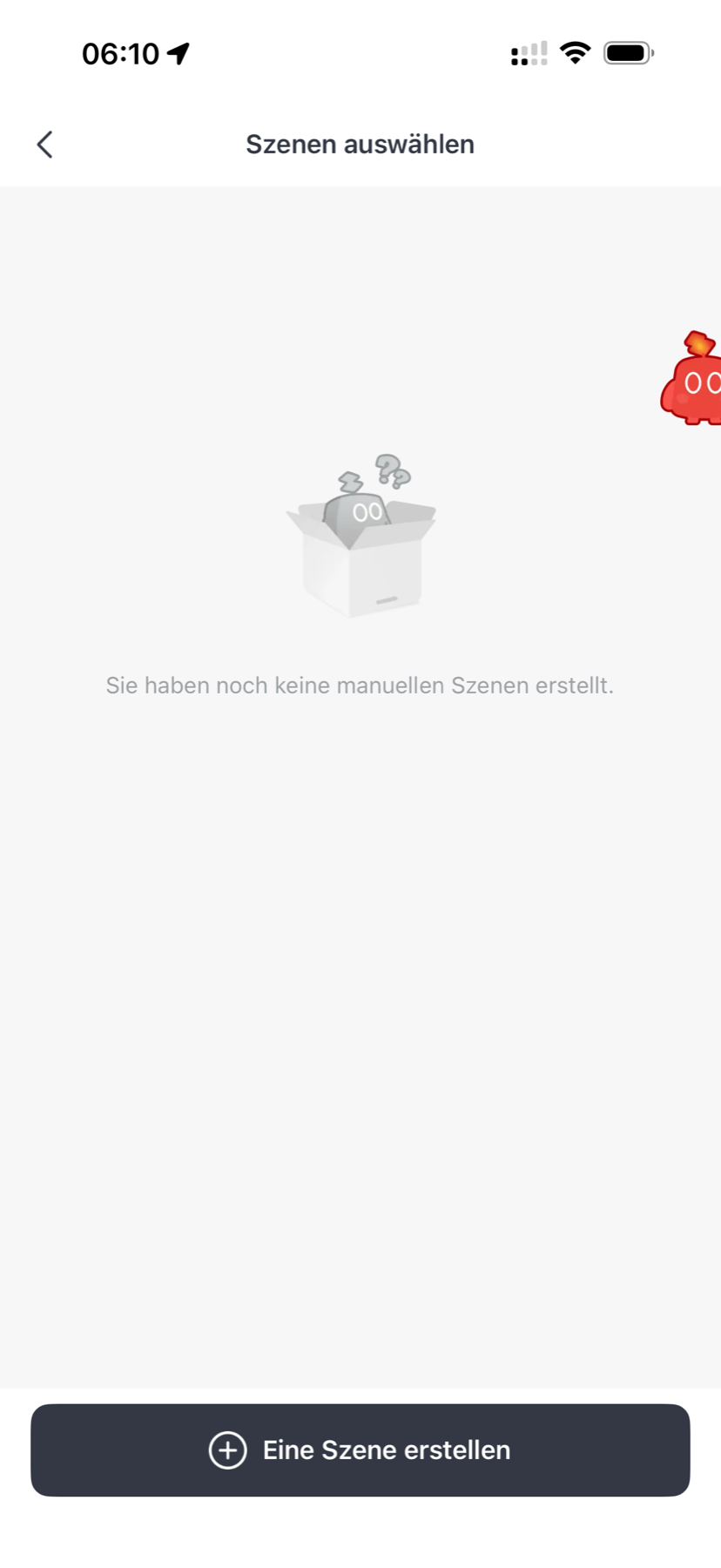 SwitchBot Wetterstation Test: Schönes E-Ink, winzige Schrift, zickige App Szenenauswahl in der SwitchBot-App mit dem Hinweis, dass noch keine manuellen Szenen erstellt wurden