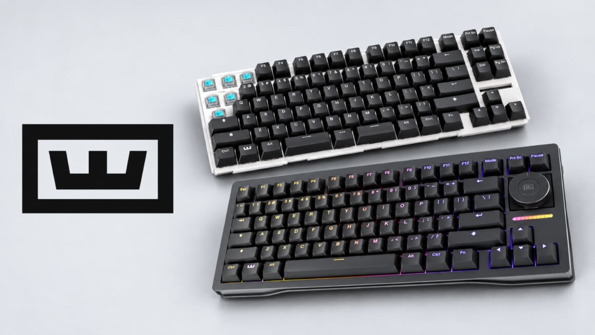 Neue Wooting 80HE+: Alles wird ein bisschen besser, nur dein altes Gehäuse passt nicht mehr Wooting 80HE+ mit dem Lekker Knob Large, Nachfolger der Wooting 80HE mit FR4-Switchplate