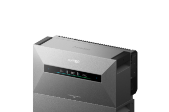 Anker Solarbank Max mit Erweiterungsbatterie, Frontansicht mit Display