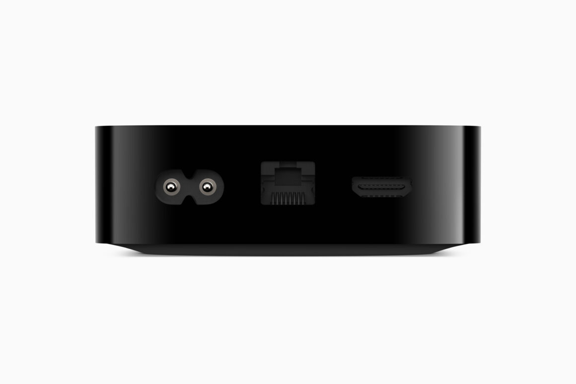 Apple TV 4K als Matter Hub: Gratis, wenn das richtige Modell dasteht Apple TV 4K als Matter Hub: Rückseite der 3. Generation mit Gigabit-Ethernet-Buchse, dieses Modell hat Thread (Bild: Apple)