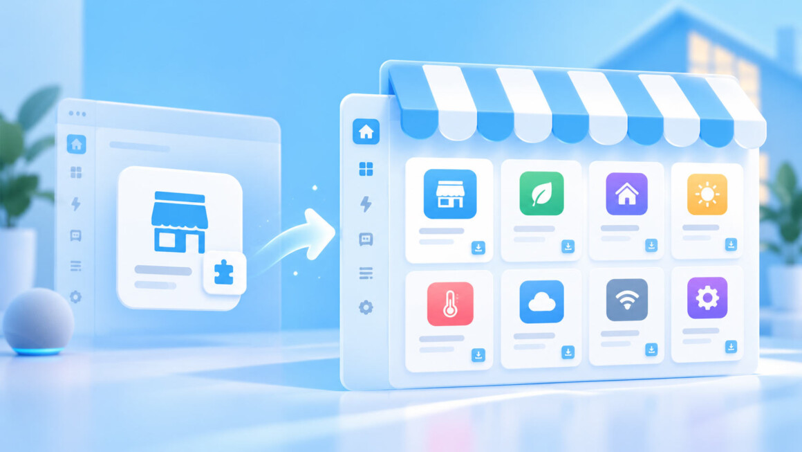 HACS in Home Assistant wird zum Marketplace, ab Version 2026.11 HACS in Home Assistant: Umzug der Community-Integrationen in den eingebauten Marketplace (KI-Bild)