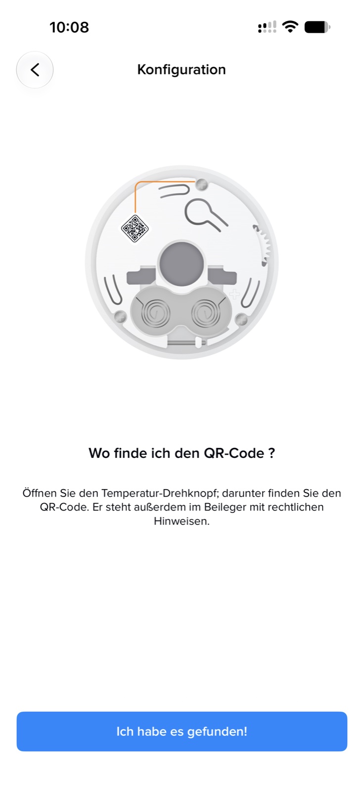 Netatmo Heizkörperthermostat Test: Endlich Matter, aber nur mit Hub QR-Code des Netatmo Heizkörperthermostat ORIGINAL unter der Kappe