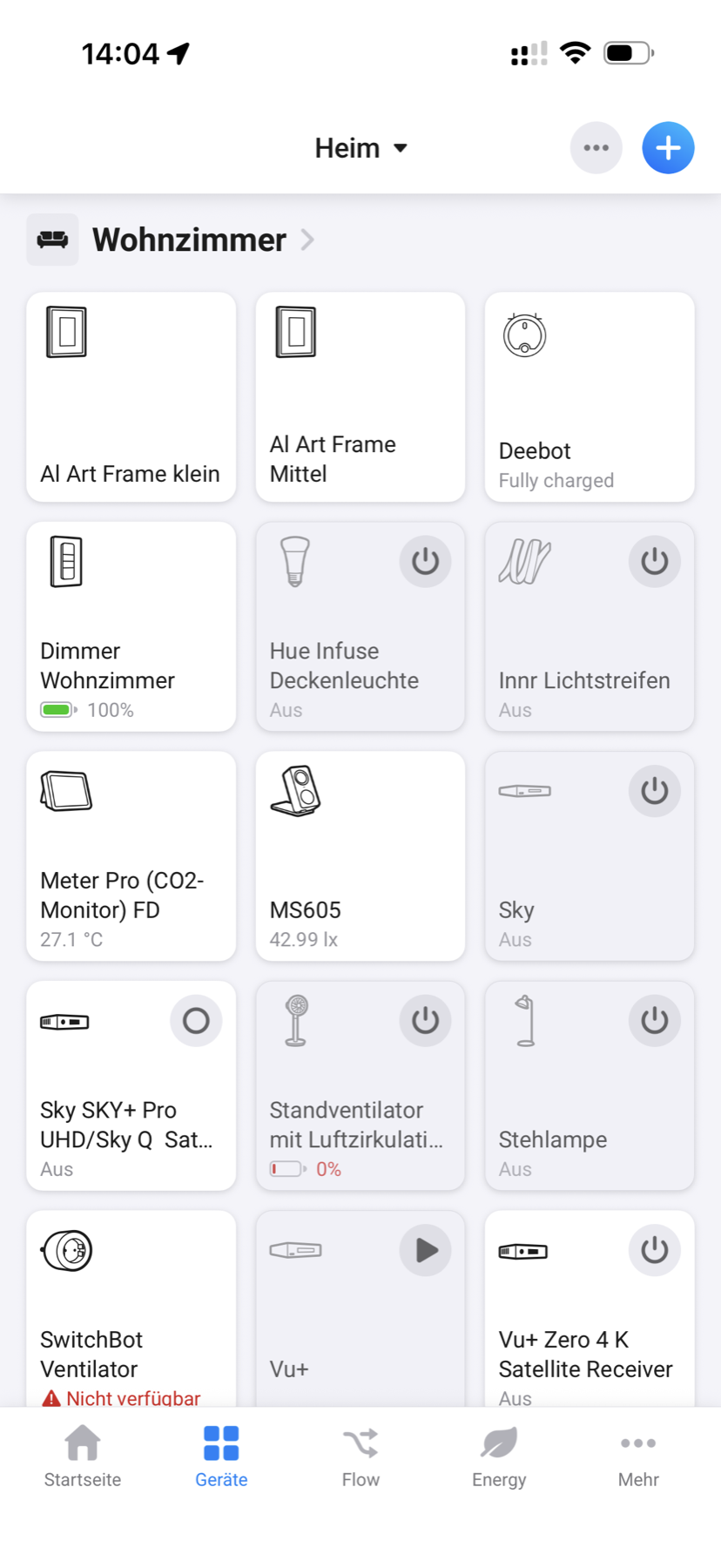 SwitchBot Meter Pro CO2 Test: Der Sensor, der einen sanft zum Lüften erzieht Homey-Zone Wohnzimmer mit dem Meter Pro CO2 und dem SwitchBot Ventilator als nicht verfügbar