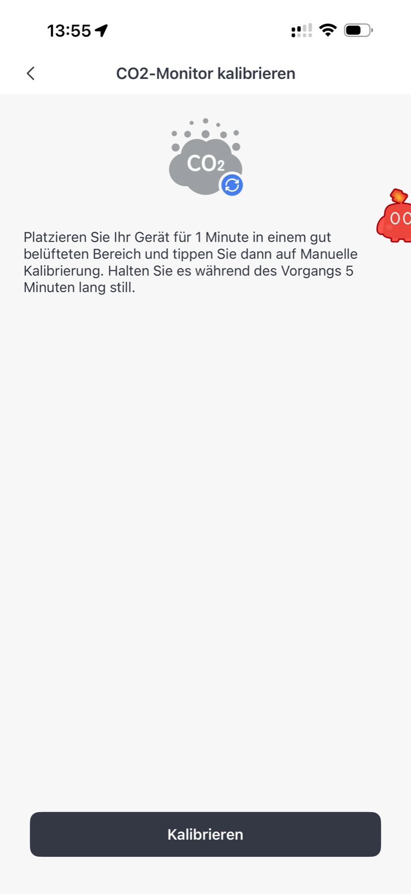 SwitchBot Meter Pro CO2 Test: Der Sensor, der einen sanft zum Lüften erzieht Anleitung in der SwitchBot-App: CO2-Monitor eine Minute an der frischen Luft kalibrieren