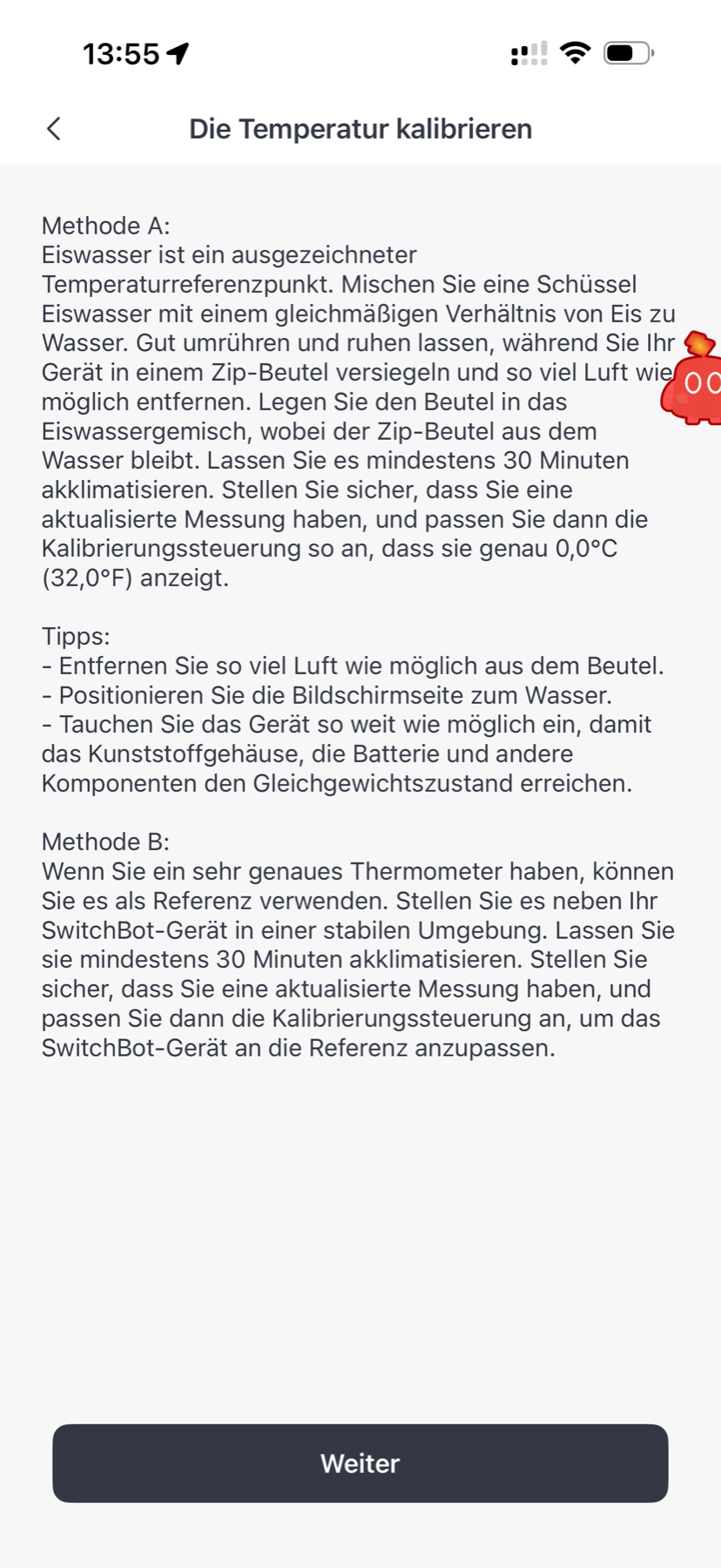 SwitchBot Meter Pro CO2 Test: Der Sensor, der einen sanft zum Lüften erzieht Anleitung in der SwitchBot-App: Temperatur im Zip-Beutel in Eiswasser kalibrieren